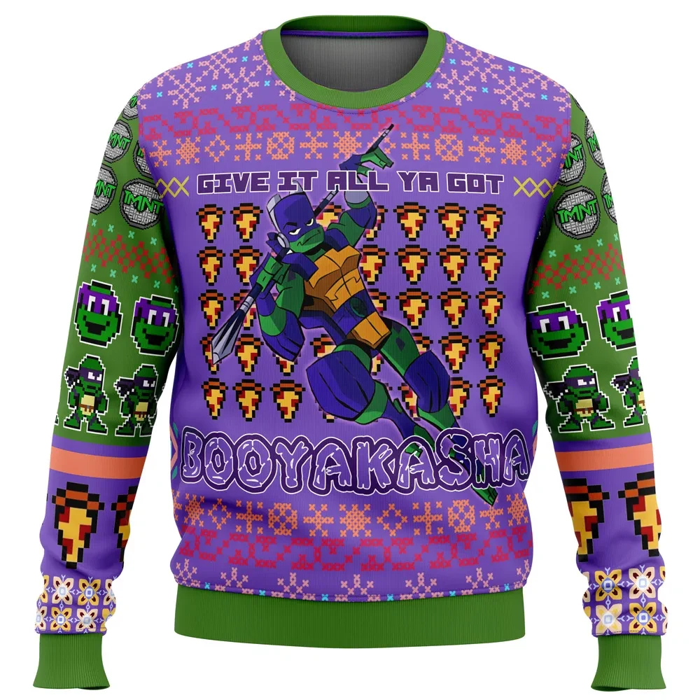 Donatello Rise of the Teenage Mutant Ninja Turtles Ugly Christmas Sweater, Booyakasha TMNT Holiday Sweater, Xmas Jumper