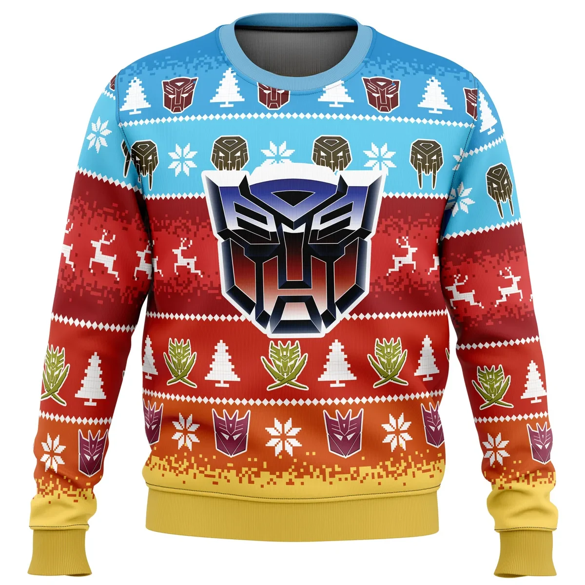 Transformers Autobots Ugly Christmas Sweater, Optimus Prime Autobot Emblem Holiday Sweatshirt, Unisex Retro Movie Xmas Gift for Fans