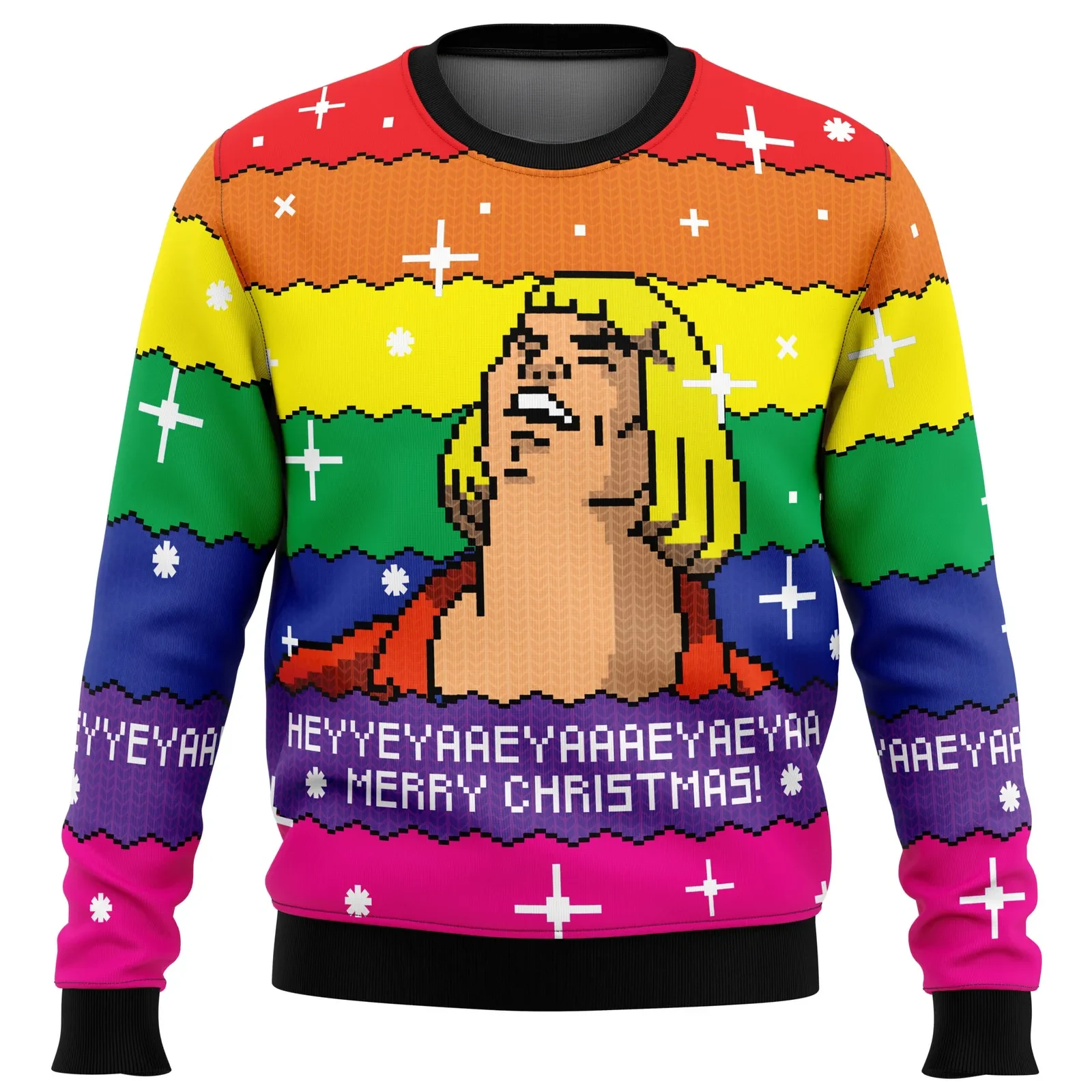 Heyyeya He-Man Merry Christmas Ugly Christmas Sweater, Masters of the Universe Meme Holiday Sweater, Cartoon Xmas Jumper