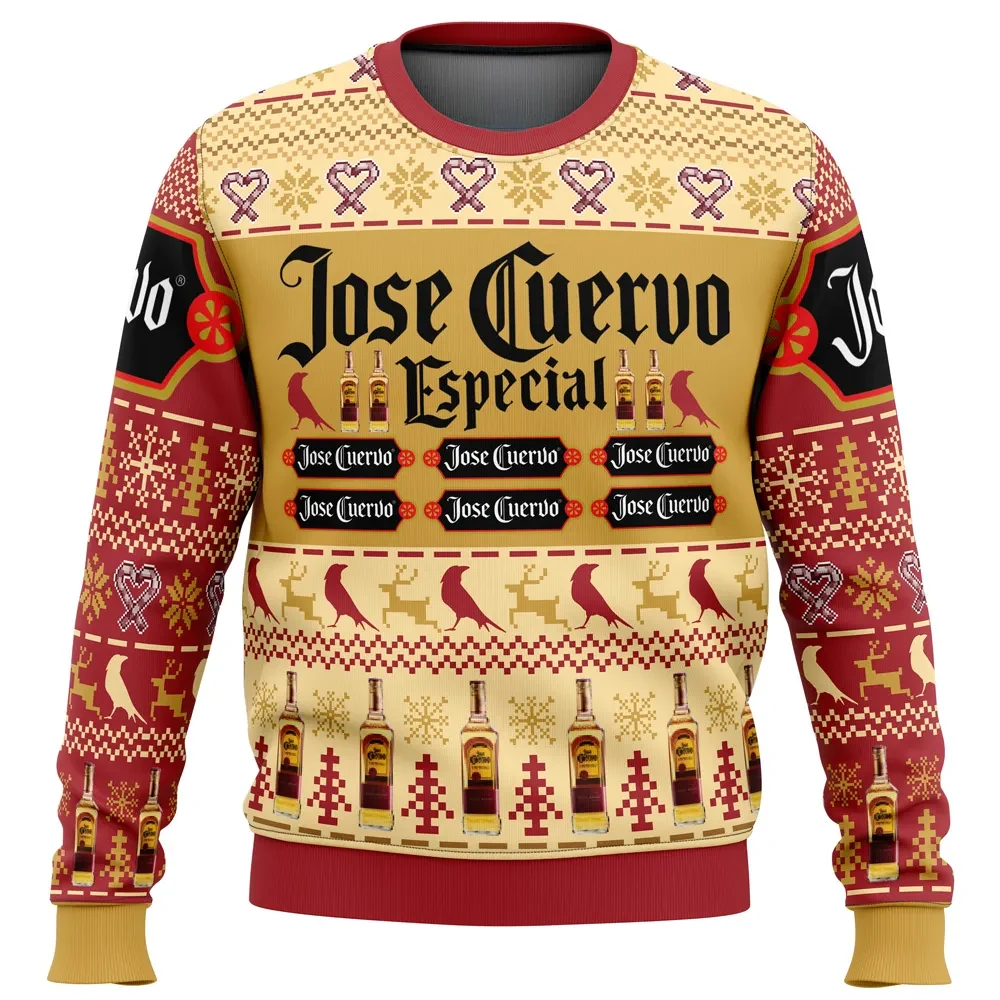 Jose Cuervo Especial Ugly Christmas Sweater, Tequila Lover Holiday Sweater, Unisex Xmas Party Sweatshirt, Funny Drinking Xmas Gift for Adults