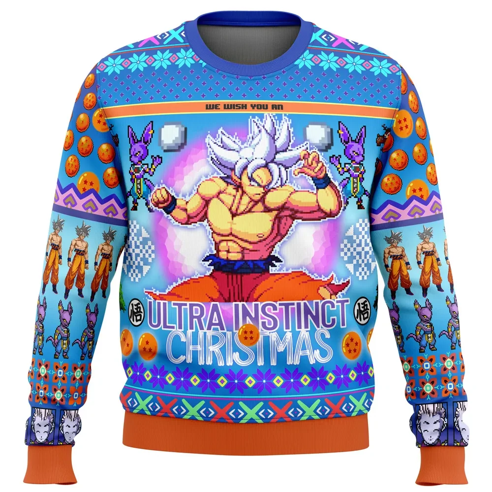 Ultra Instinct Goku Dragon Ball Z Ugly Christmas Sweater, Dragon Ball Super Holiday Sweater, Beerus Anime Pullover, Xmas Gift for Fans