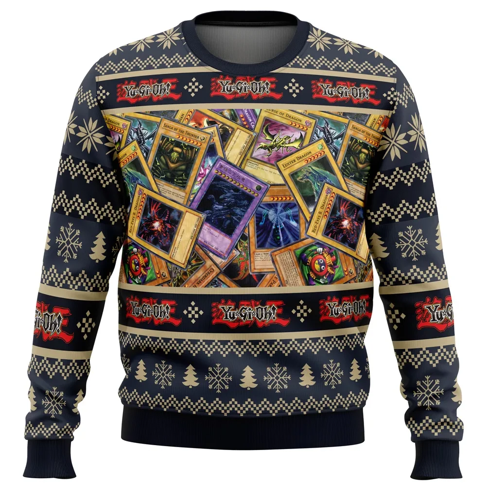 Trading Cards Yugioh Ugly Christmas Sweater, Yu-Gi-Oh Holiday Sweater, Duel Monsters Card Collage Anime Xmas Gift, Unisex Sweatshirt