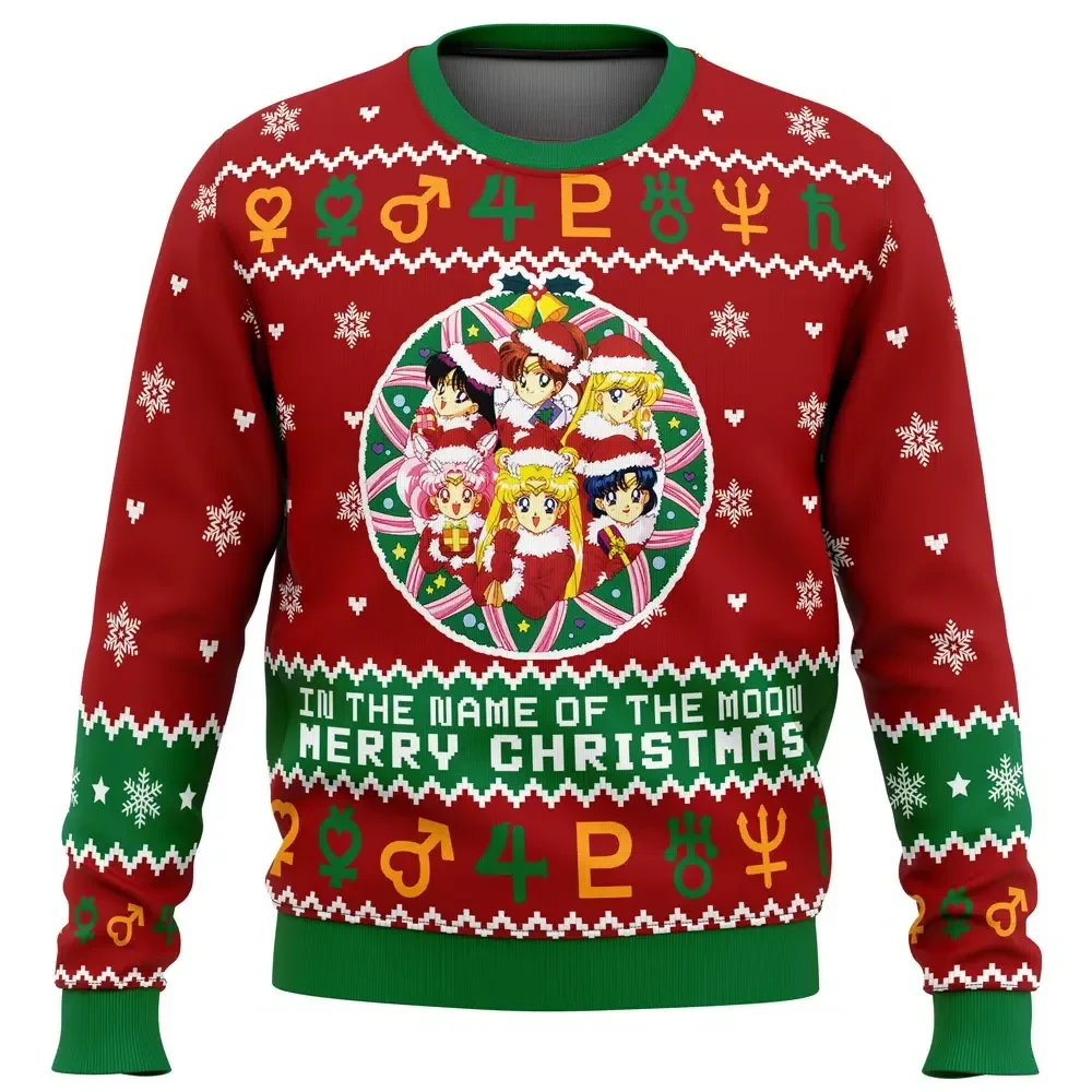 Christmas Sailor Guardians Sailor Moon Ugly Christmas Sweater, In the Name of the Moon Holiday Sweater, Unisex Xmas Sweatshirt, Anime Gift