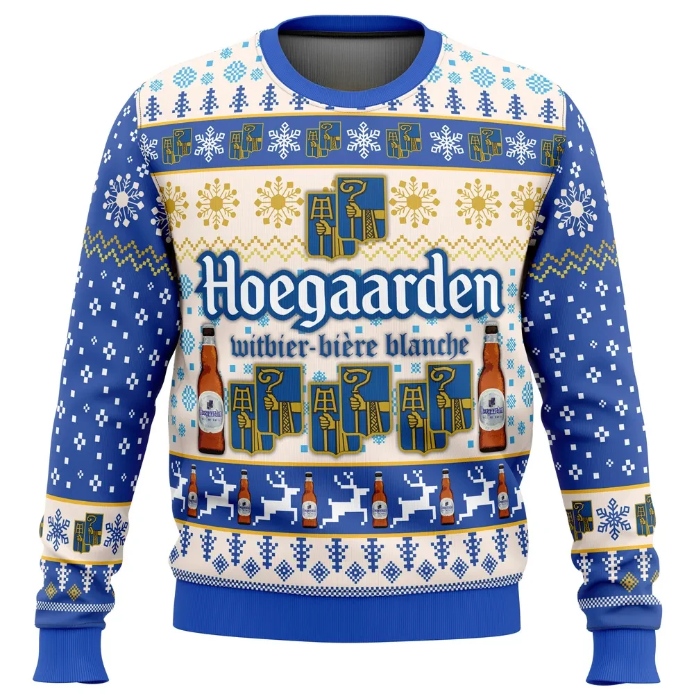 Hoegaarden Beer Ugly Christmas Sweater, Belgian Witbier Lover Holiday Sweatshirt, Funny Drinking Xmas Party Gift for Craft Brew Fans