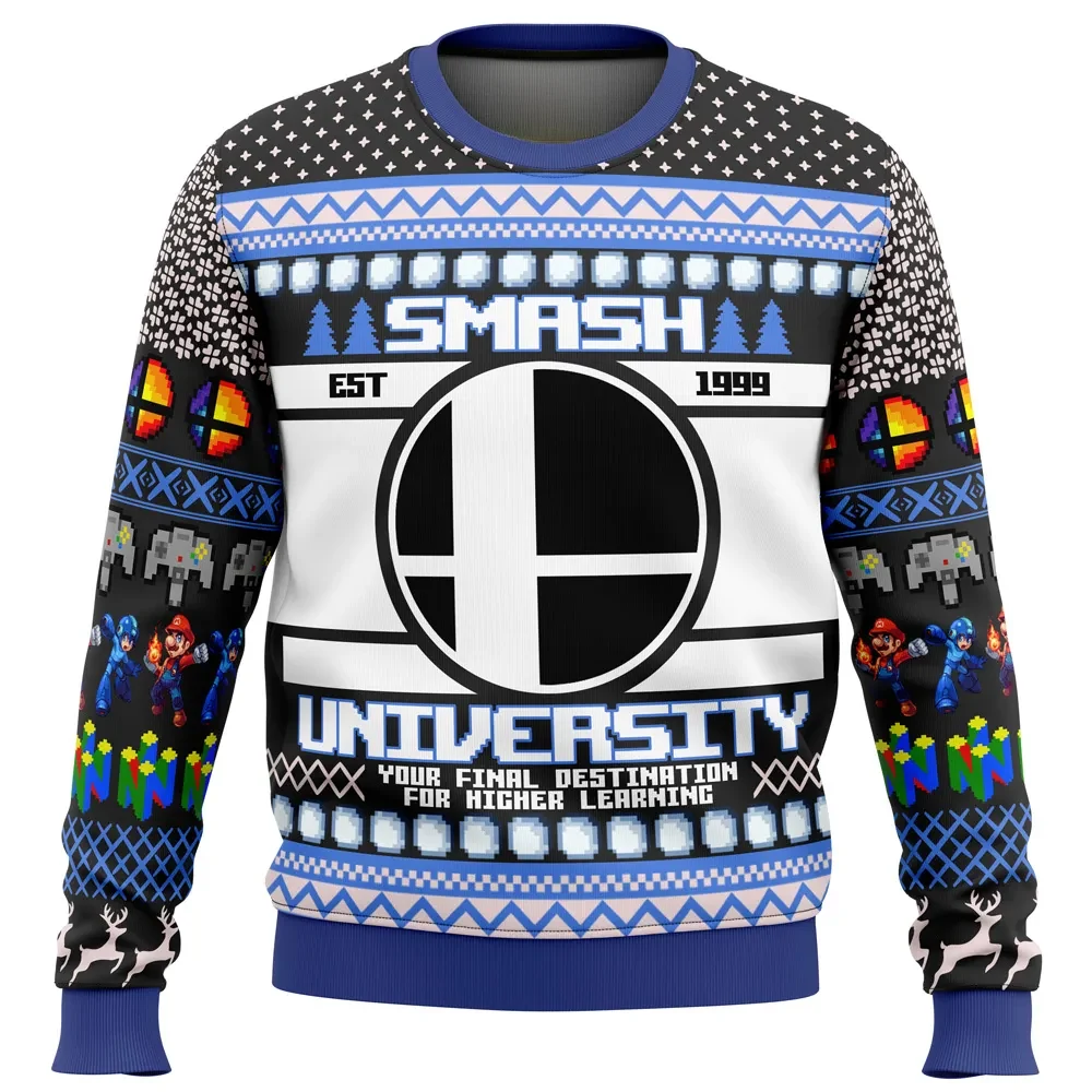 Smash University Super Smash Bros Ugly Christmas Sweater, Nintendo Holiday Sweater, Final Destination Sweatshirt, Gamer Xmas Gift