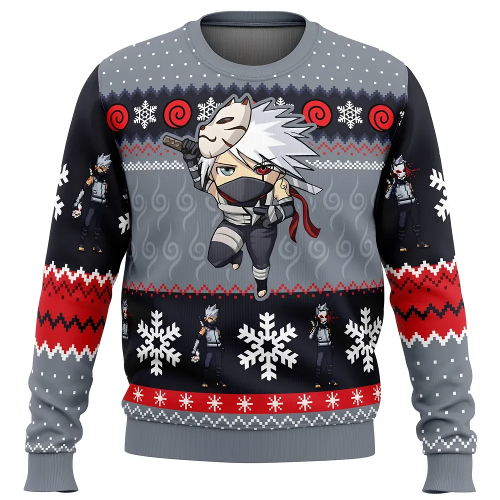 Christmas Chibi Anbu Kakashi Hatake Ugly Christmas Sweater, Naruto Shippuden Hidden Leaf Village Holiday Sweater, Anime Xmas Gift for Fans