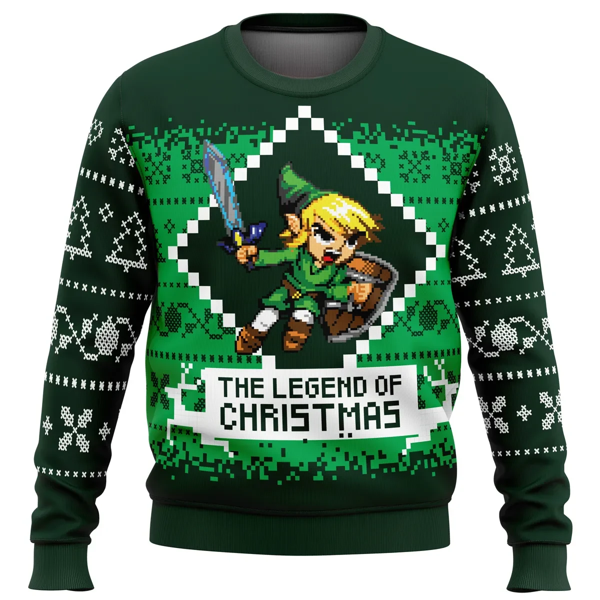 Legendary Warrior of Christmas Link The Legend of Zelda Ugly Christmas Sweater, The Legend of Christmas Gamer Holiday Sweater, Xmas Sweater