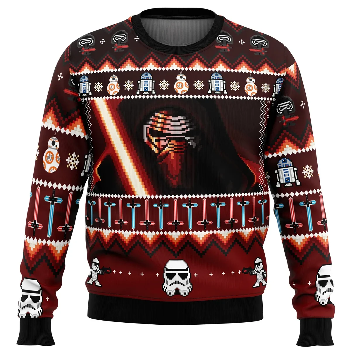 Star Wars Christmas Awakens Ugly Christmas Sweater, Kylo Ren Stormtrooper R2-D2 BB-8 Holiday Sweater, Lightsaber Sci-Fi Movie Xmas Gift