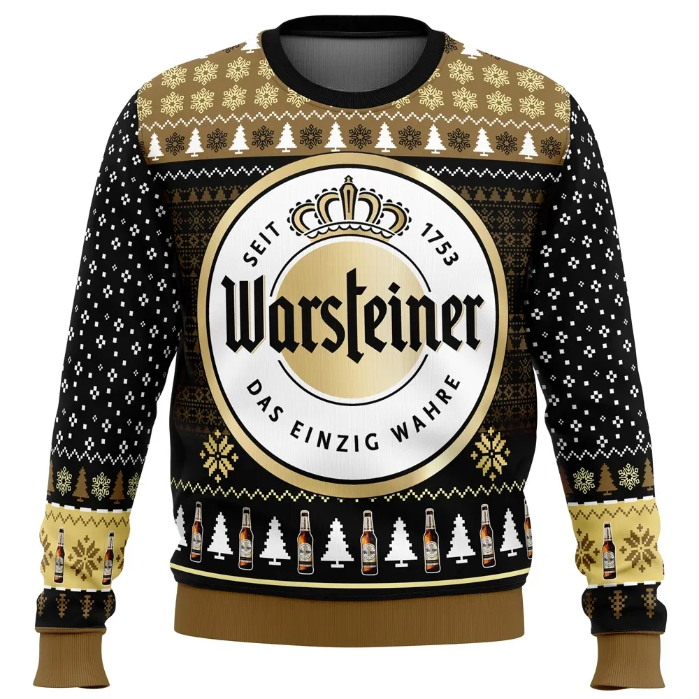 Warsteiner Ugly Christmas Sweater, Das Einzig Wahre German Beer Holiday Sweater, Brewery Crown Logo Party Sweatshirt, Beer Lover Xmas Gift