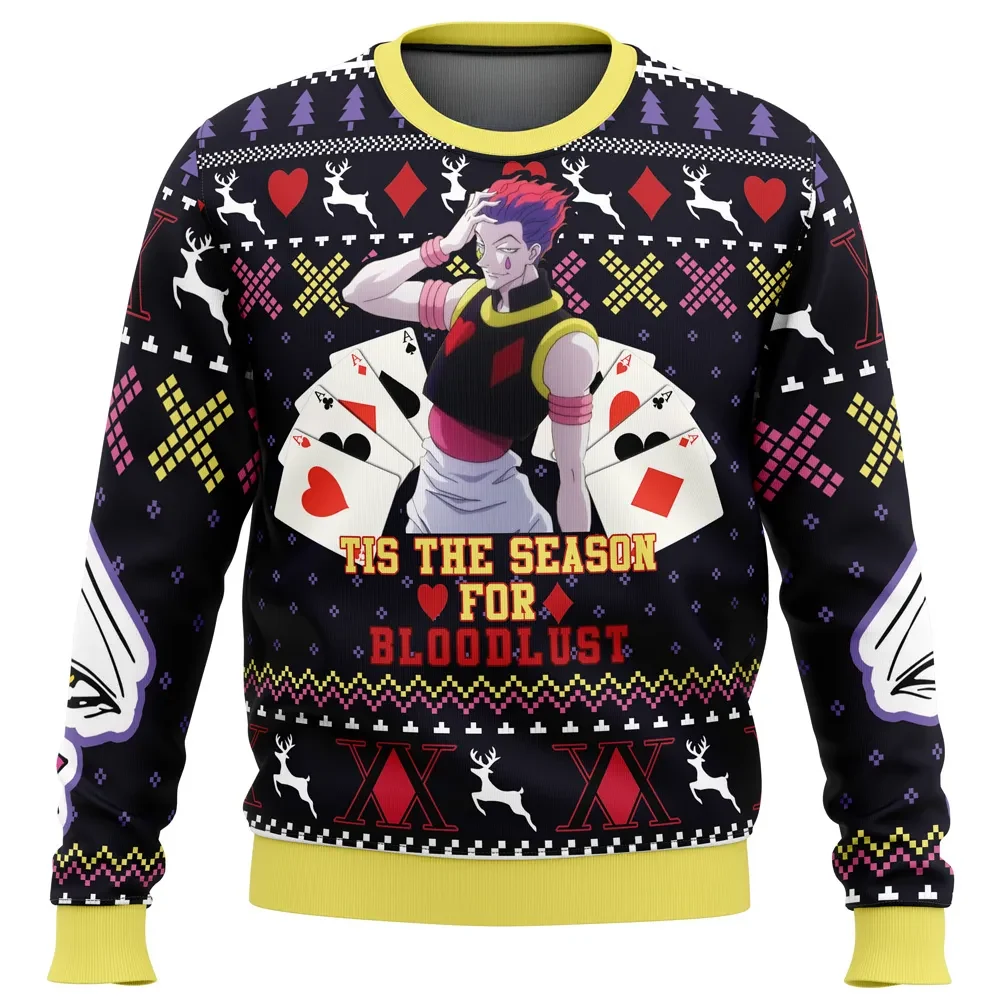 Christmas Hisoka Hunter X Hunter Ugly Christmas Sweater, Tis The Season For Bloodlust Anime Holiday Sweater, Xmas Jumper