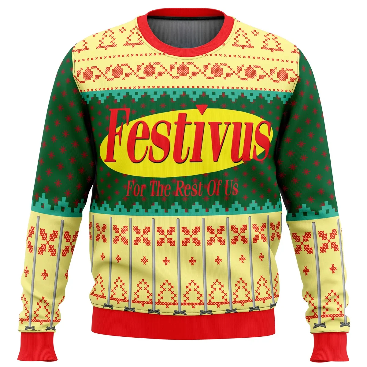 Festivus For The Rest Of Us Ugly Christmas Sweater, Seinfeld Holiday Sweater, Aluminum Pole 90s Sitcom Pullover, Funny TV Show Xmas Gift