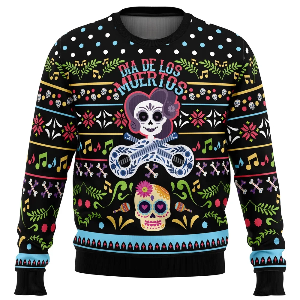 Dia de los Muertos Day of the Dead Ugly Christmas Sweater, Catrina Sugar Skull Holiday Sweater, Unisex Mexican Folk Art Festive Xmas Gift