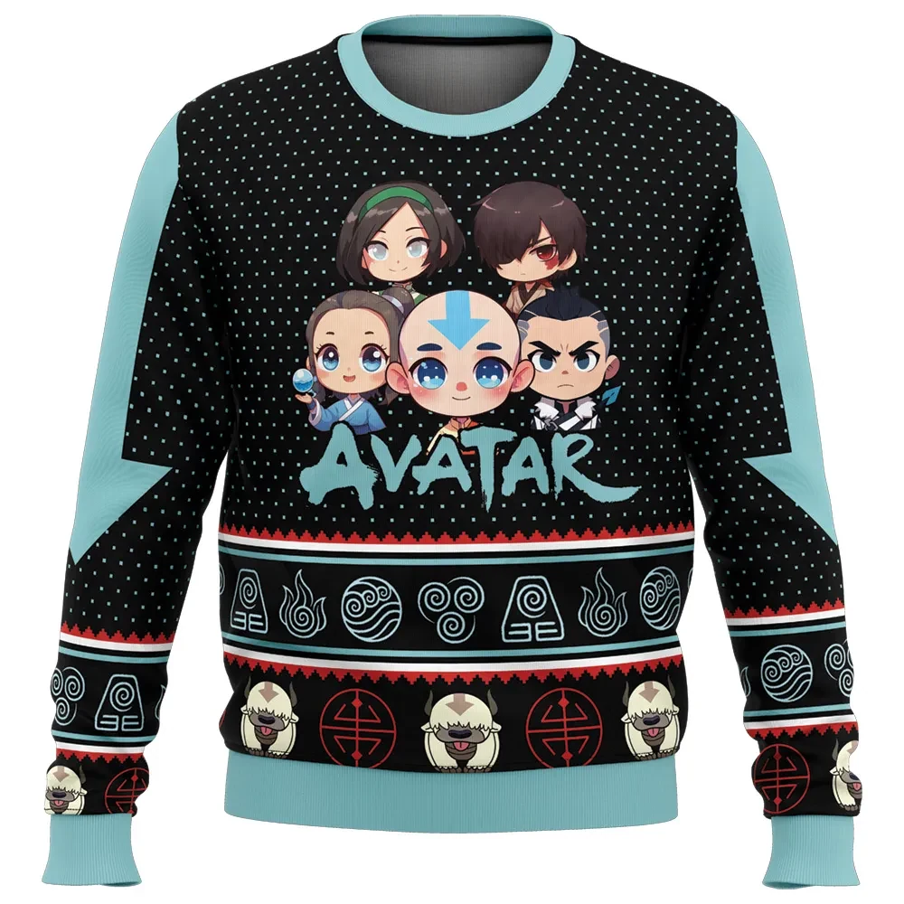 Chibi Avatar The Last Airbender Ugly Christmas Sweater, Aang Katara Sokka Toph Zuko Holiday Sweater, Anime Xmas Gift for Fans