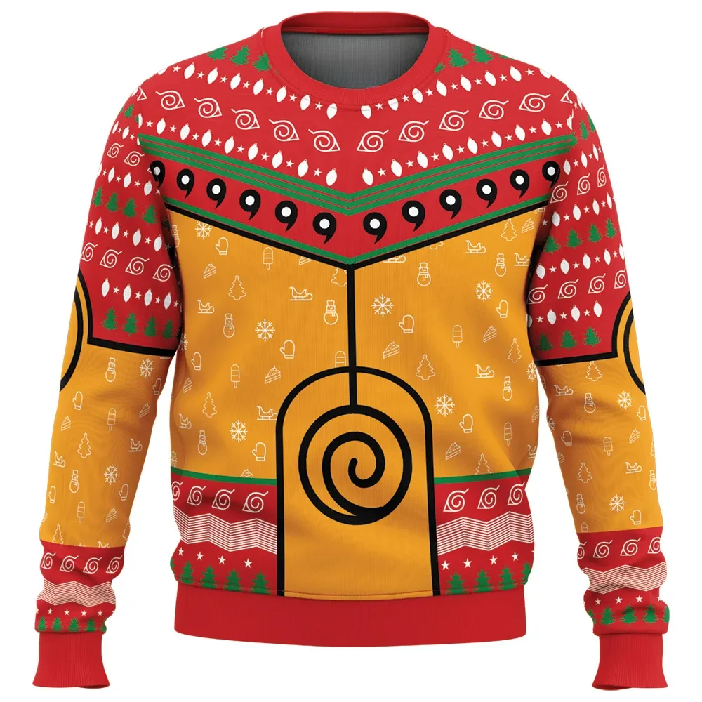 Nine-Tails Chakra Mode Naruto Shippuden Ugly Christmas Sweater, Kurama Mode Holiday Sweater, Hidden Leaf Anime Xmas Gift for Shinobi Fans