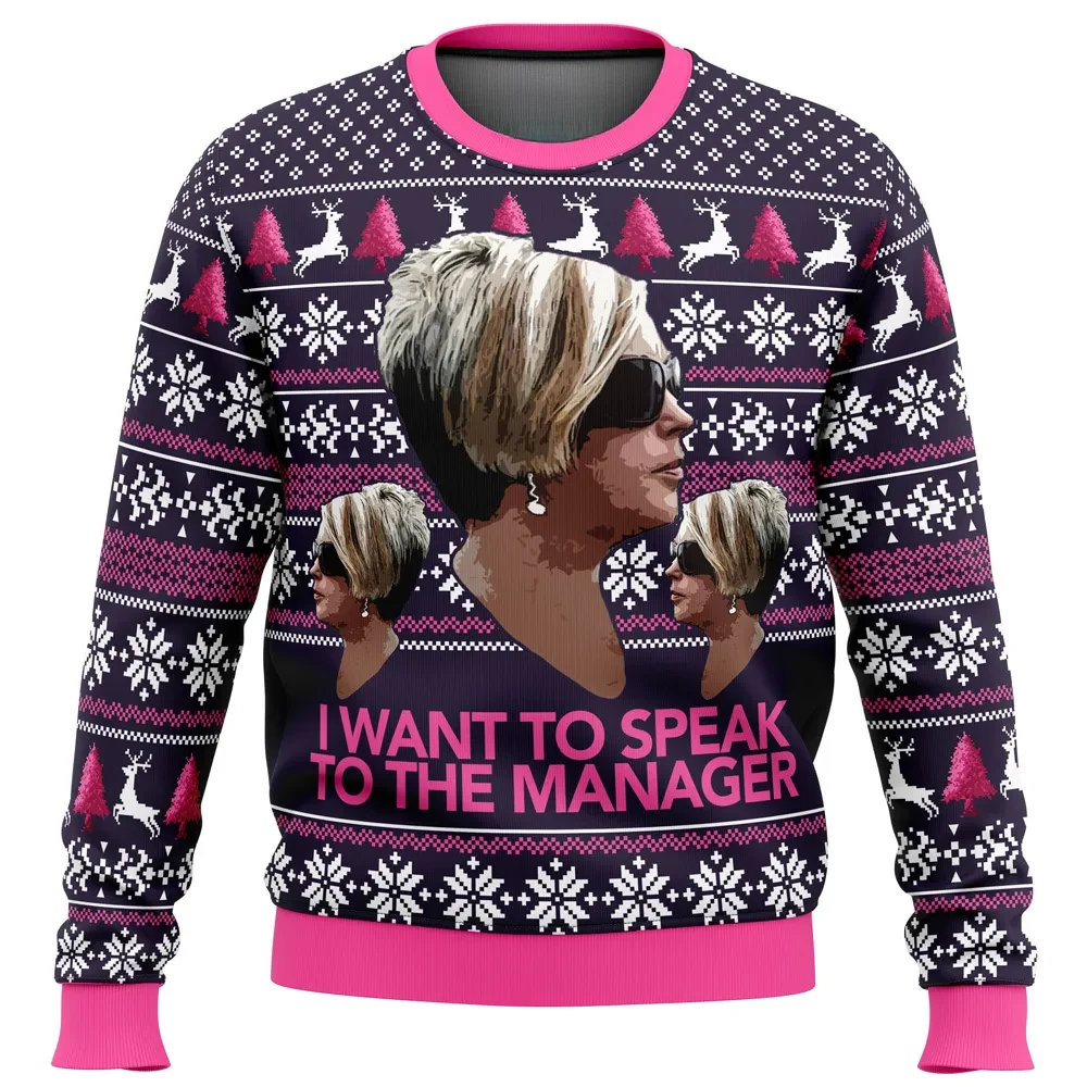 Karen Meme I Want to Speak to the Manager Ugly Christmas Sweater, Funny Haircut Holiday Sweater, Office Party Xmas Gift, Unisex Pullover