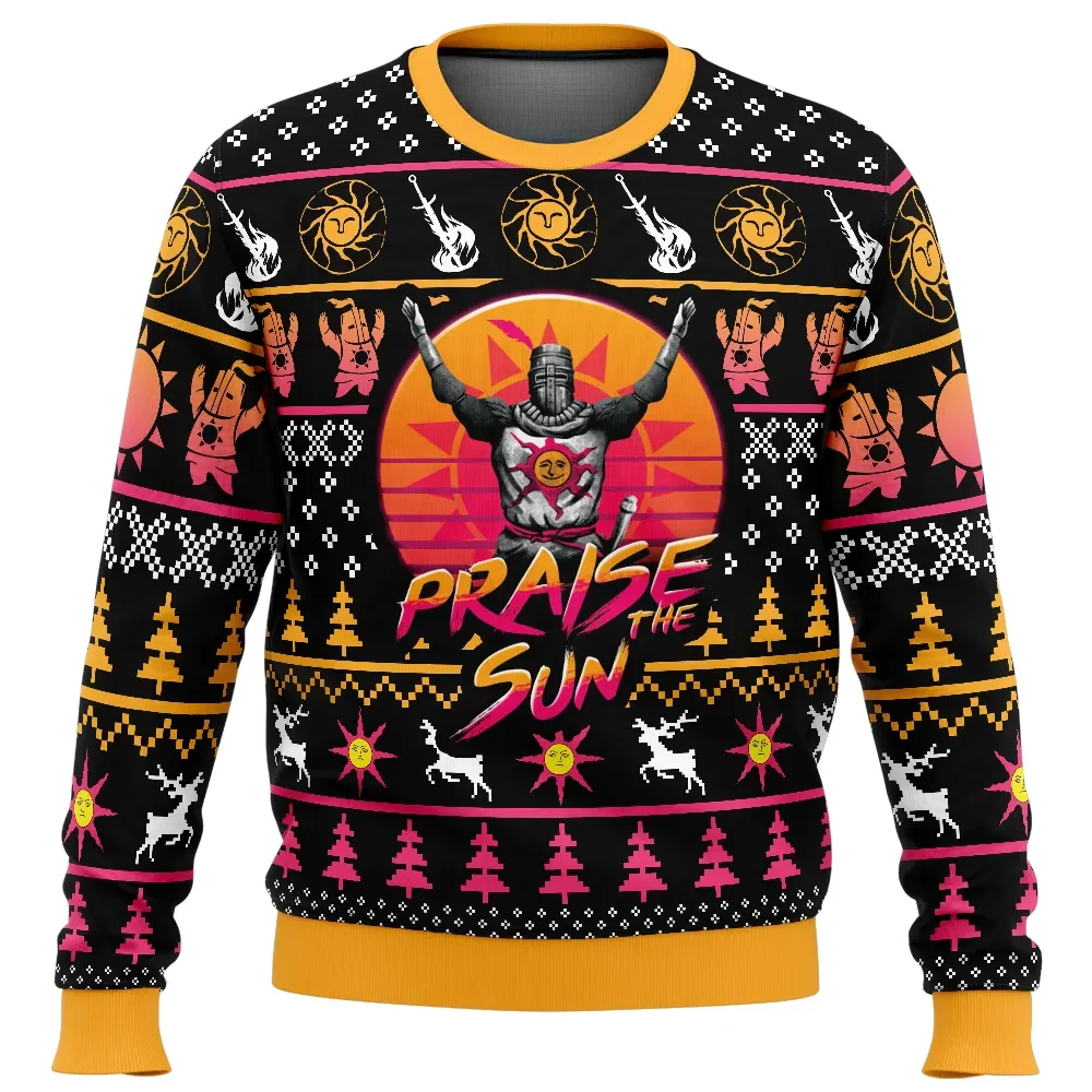 Christmas Solaire Dark Souls Ugly Christmas Sweater, Praise the Sun Holiday Sweater, Solaire of Astora Gamer Xmas Gift for Souls Fans