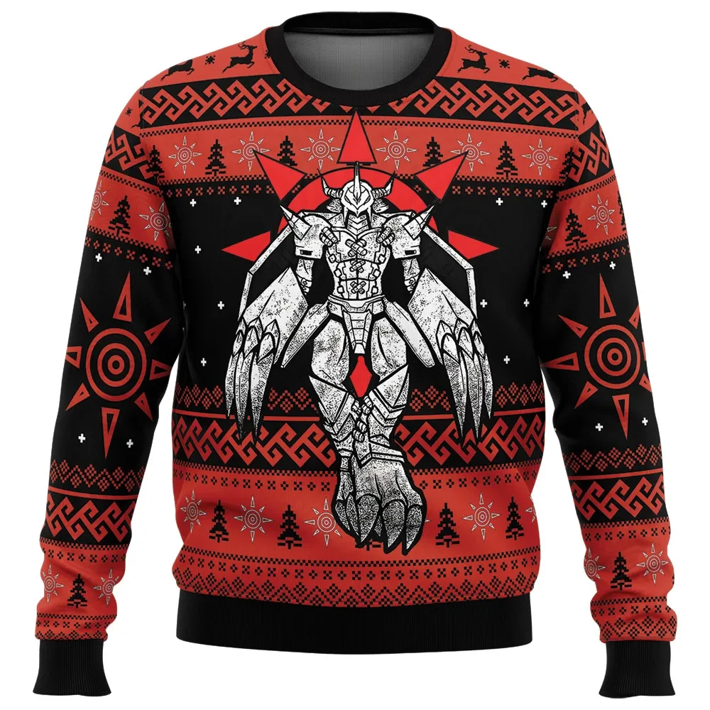 The Strongest Dragon WarGreymon Digimon Adventure Ugly Christmas Sweater, Digimon Anime Holiday Sweater, Unisex All Over Print Xmas Sweater