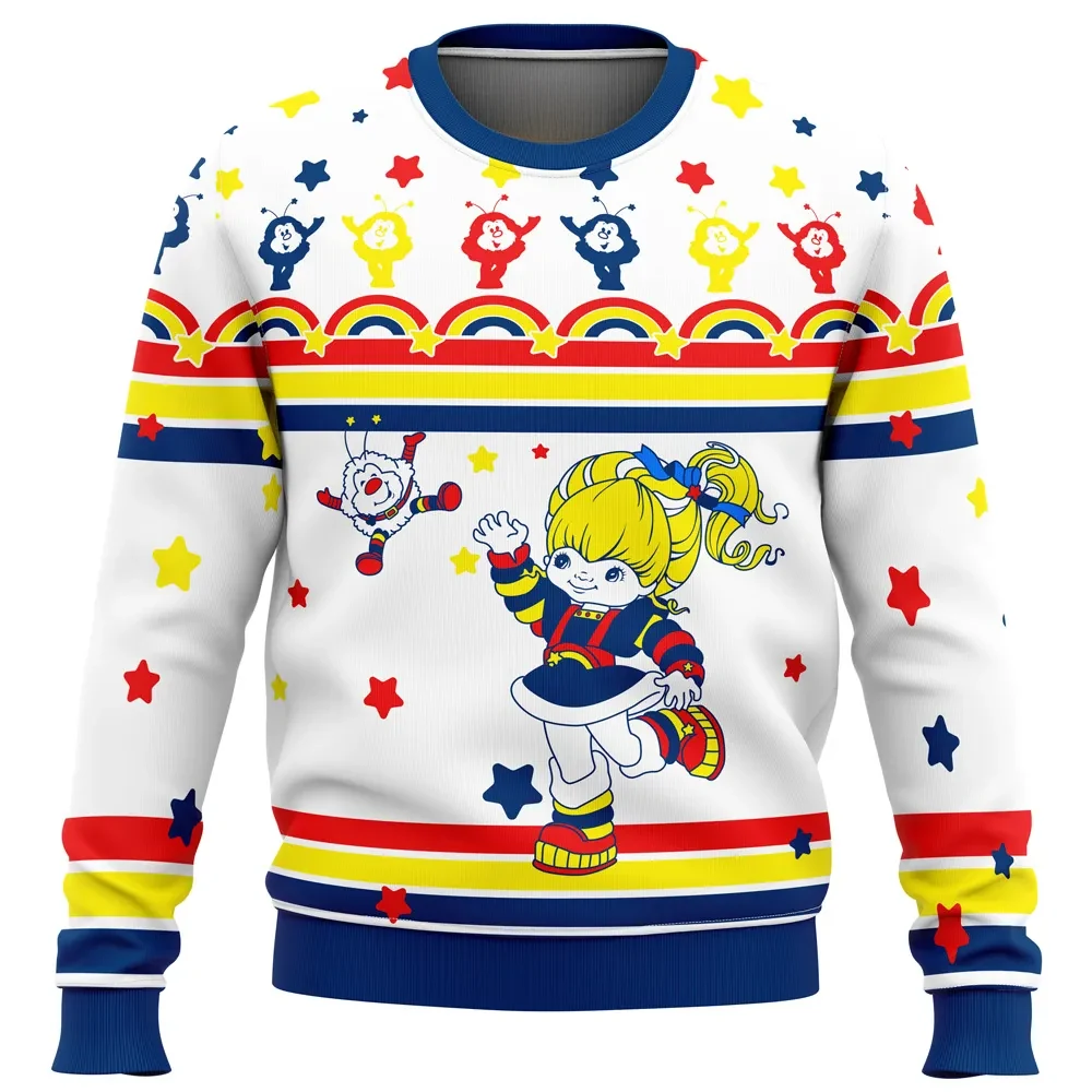 Rainbow Brite Ugly Christmas Sweater, Rainbow Brite and Twink Holiday Sweater with Color Kids, Retro 80s Cartoon Xmas Gift, Unisex Sweatshirt