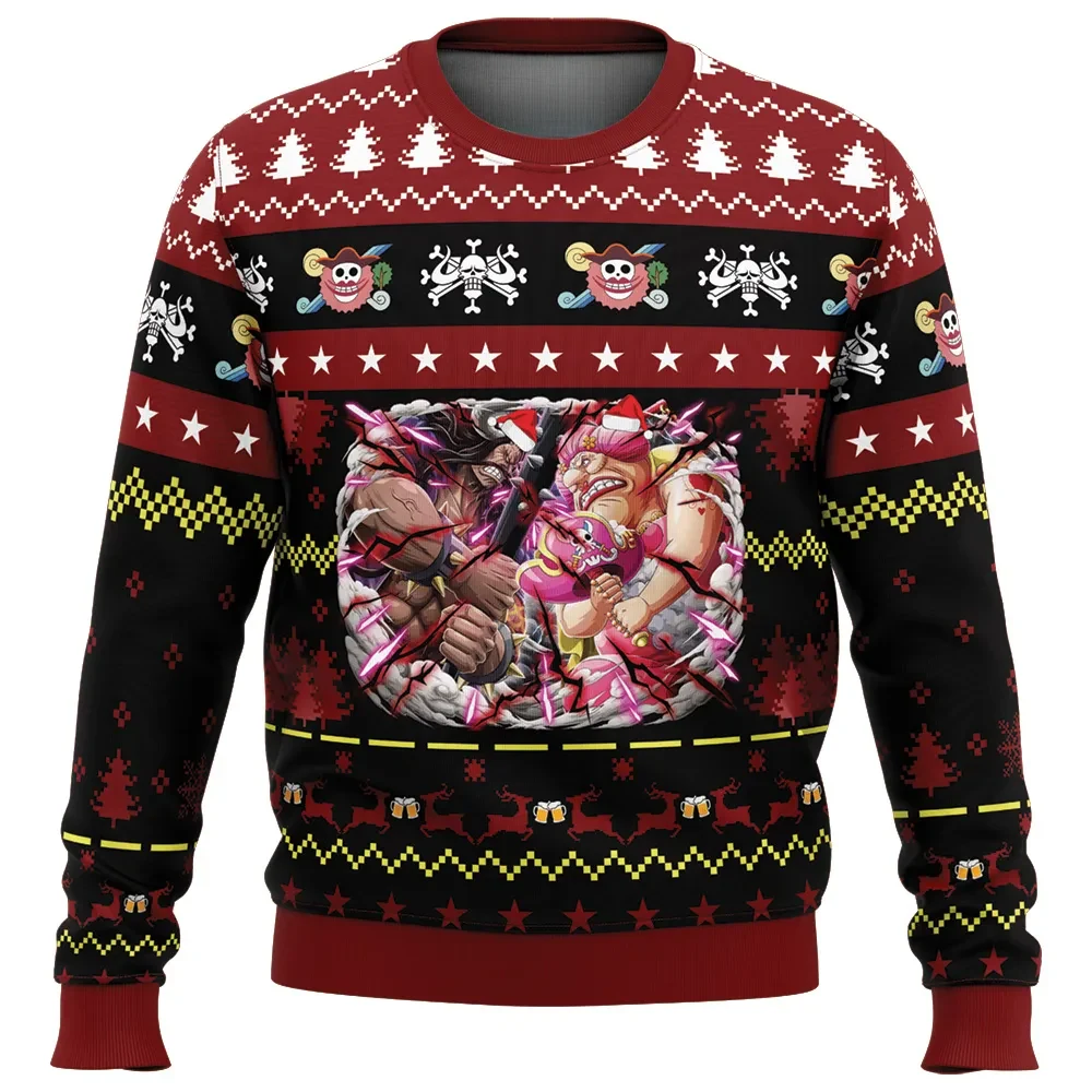 Big Mom x Kaido One Piece Ugly Christmas Sweater, Yonko Charlotte Linlin and Kaido Anime Holiday Sweater, Wano Arc Anime Xmas Gift for Fans