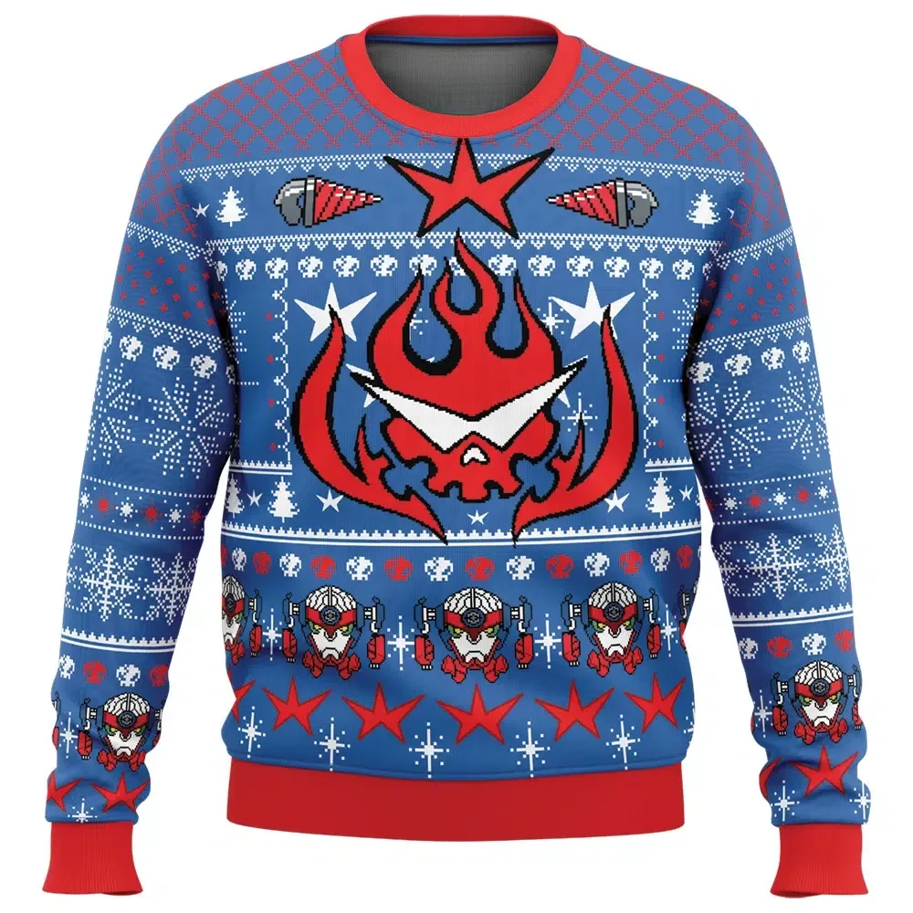 Kamina Tengen Toppa Gurren Lagann Ugly Christmas Sweater, Team Dai-Gurren Anime Holiday Sweater, Unisex All Over Print Xmas Jumper