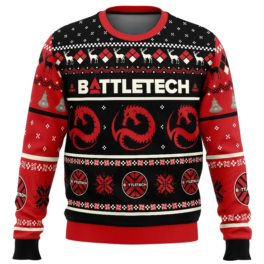 Draconis Battletech Ugly Christmas Sweater, Draconis Combine Dragon Emblem Holiday Sweater, Mech Gamer Xmas Gift for MechWarrior Fans
