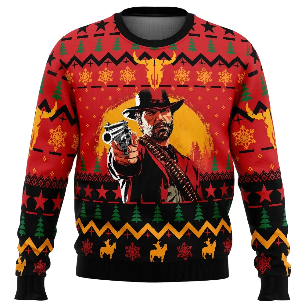 Arthur Morgan Red Dead Redemption 2 Ugly Christmas Sweater, Red Dead Redemption Gamer Holiday Sweater, Unisex All Over Print Xmas Sweater