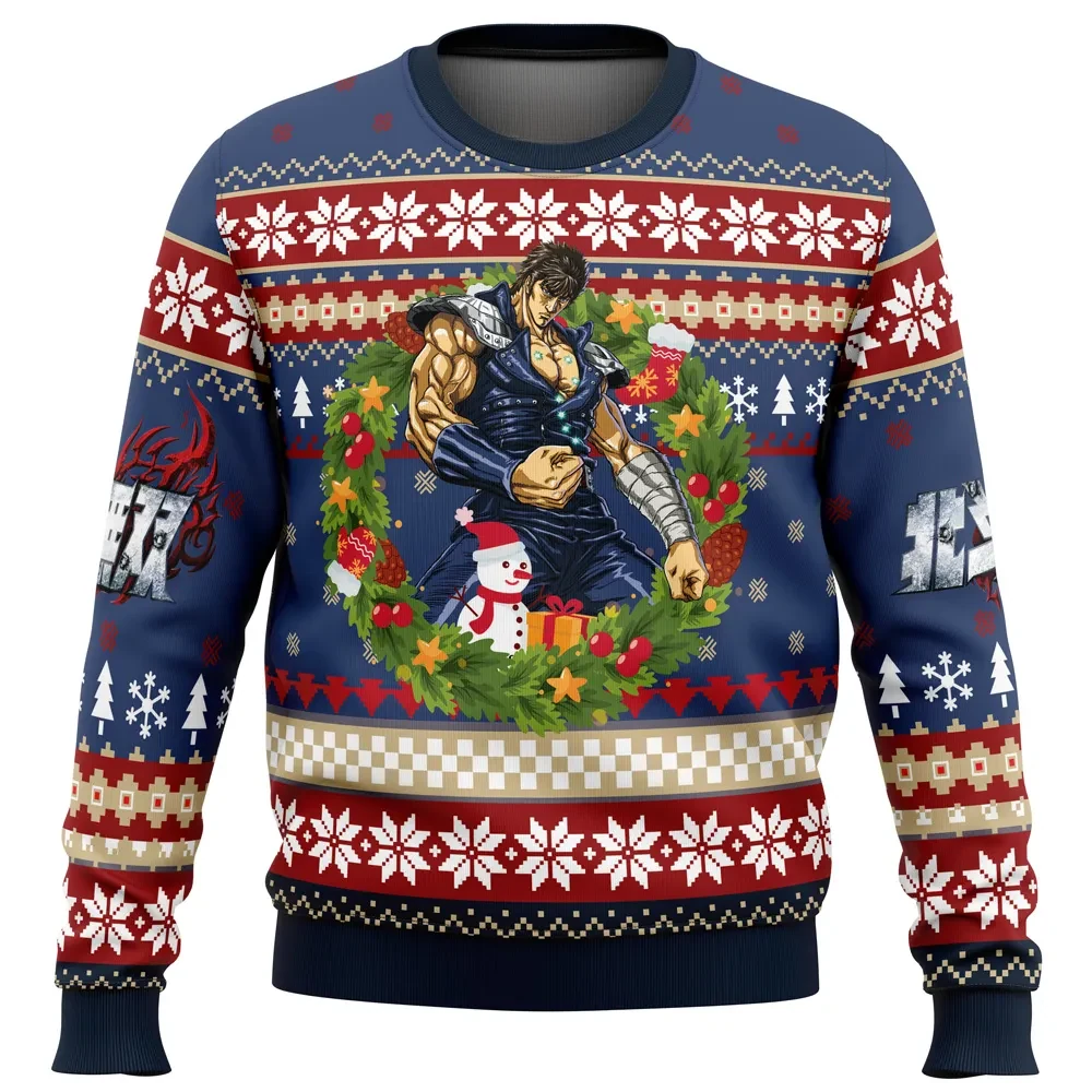 Christmas Kenshiro Fist of the North Star Ugly Christmas Sweater, Hokuto no Ken Anime Holiday Sweater, Unisex Xmas Jumper