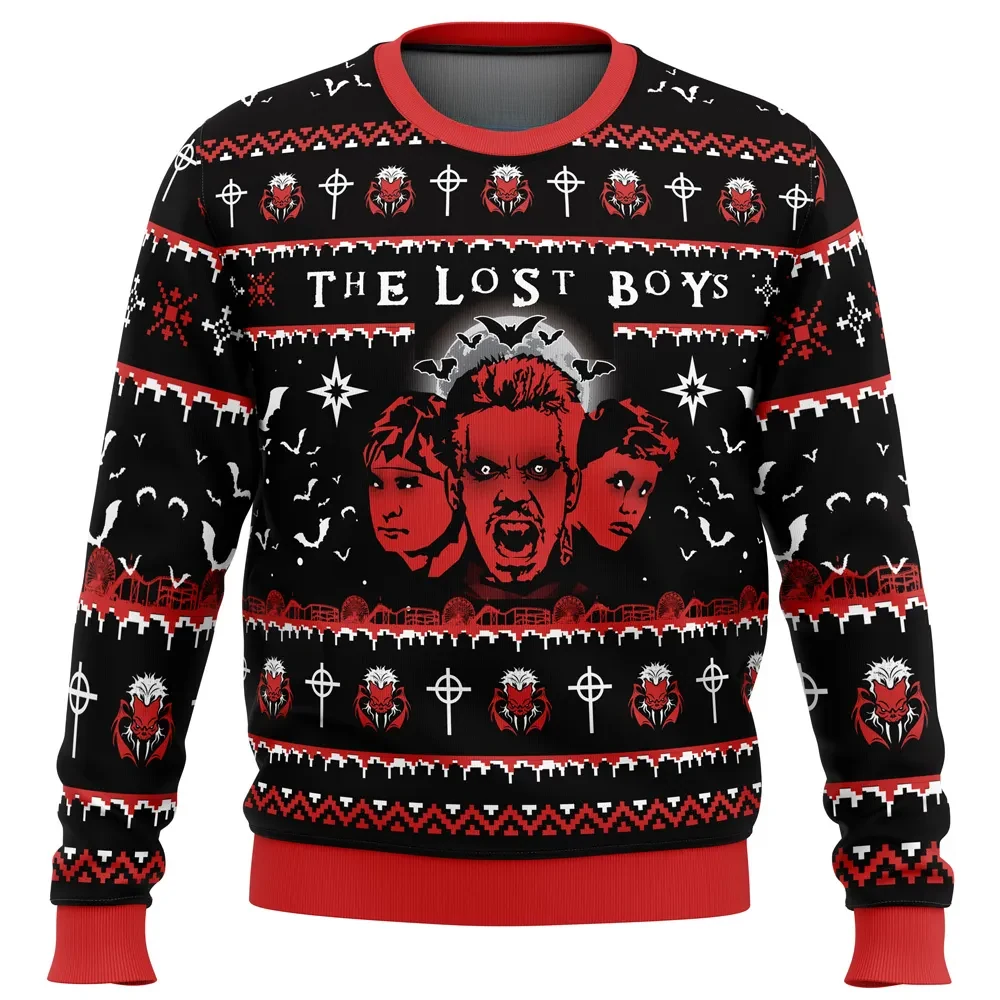 Half Vampire The Lost Boys Ugly Christmas Sweater, 80s Vampire Movie Holiday Sweater, Horror Xmas Gift, Unisex All Over Print Sweatshirt