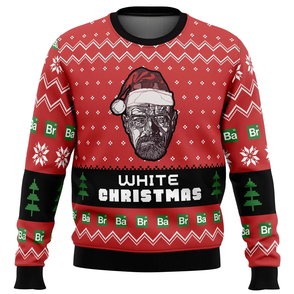 White Christmas Walter White Heisenberg Breaking Bad Ugly Christmas Sweater, TV Show Holiday Sweater, Unisex All Over Print Xmas Sweater