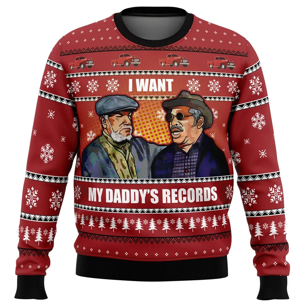 I Want My Daddy's Records Sanford and Son Ugly Christmas Sweater, Classic 70s TV Sitcom Holiday Sweater, Unisex Xmas Gift for Retro TV Fans