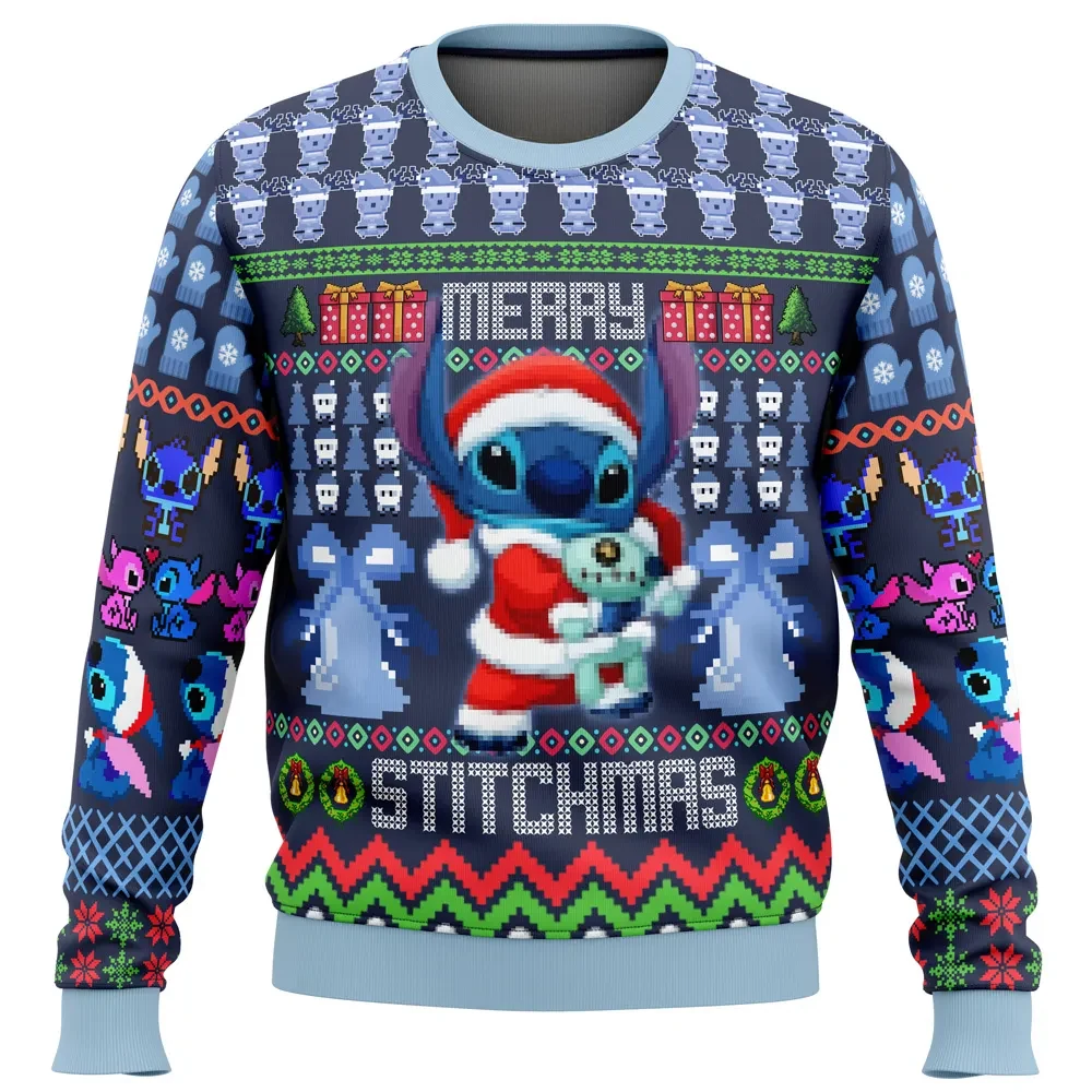 Merry Stitchmas Stitch Ugly Christmas Sweater, Lilo and Stitch Holiday Sweater, Santa Stitch with Scrump Pullover, Disney Xmas Gift