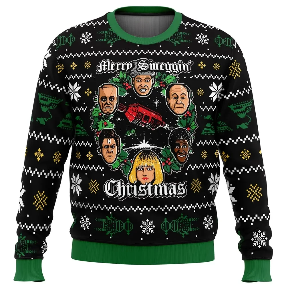 Merry Smeggin Christmas Red Dwarf Ugly Christmas Sweater, British Sci-Fi TV Comedy Holiday Sweater, Unisex Xmas Sweatshirt, Gift for Fans