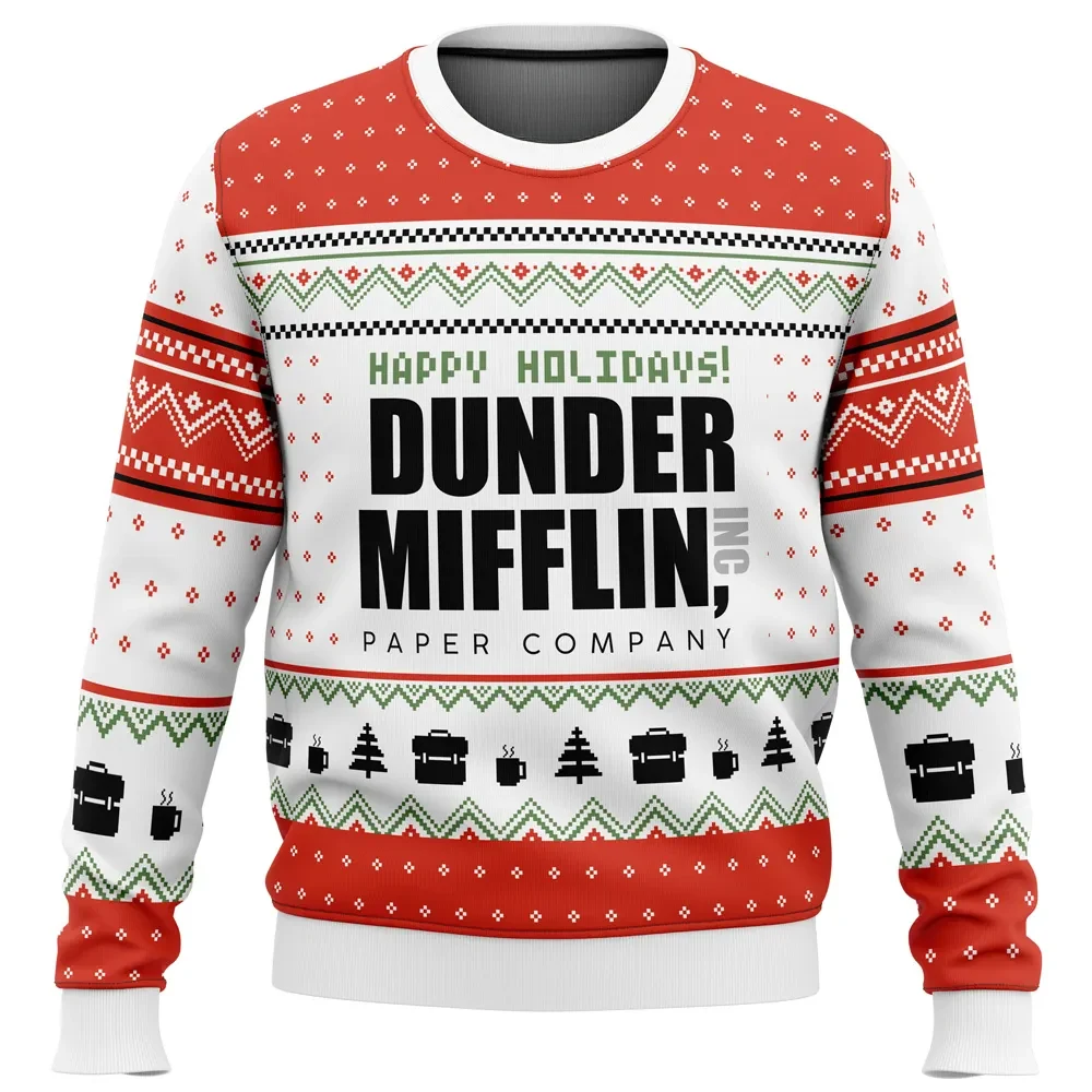 Dunder Mifflin The Office Ugly Christmas Sweater, Happy Holidays Paper Company Holiday Sweater, Funny Sitcom TV Xmas Gift for Work Party