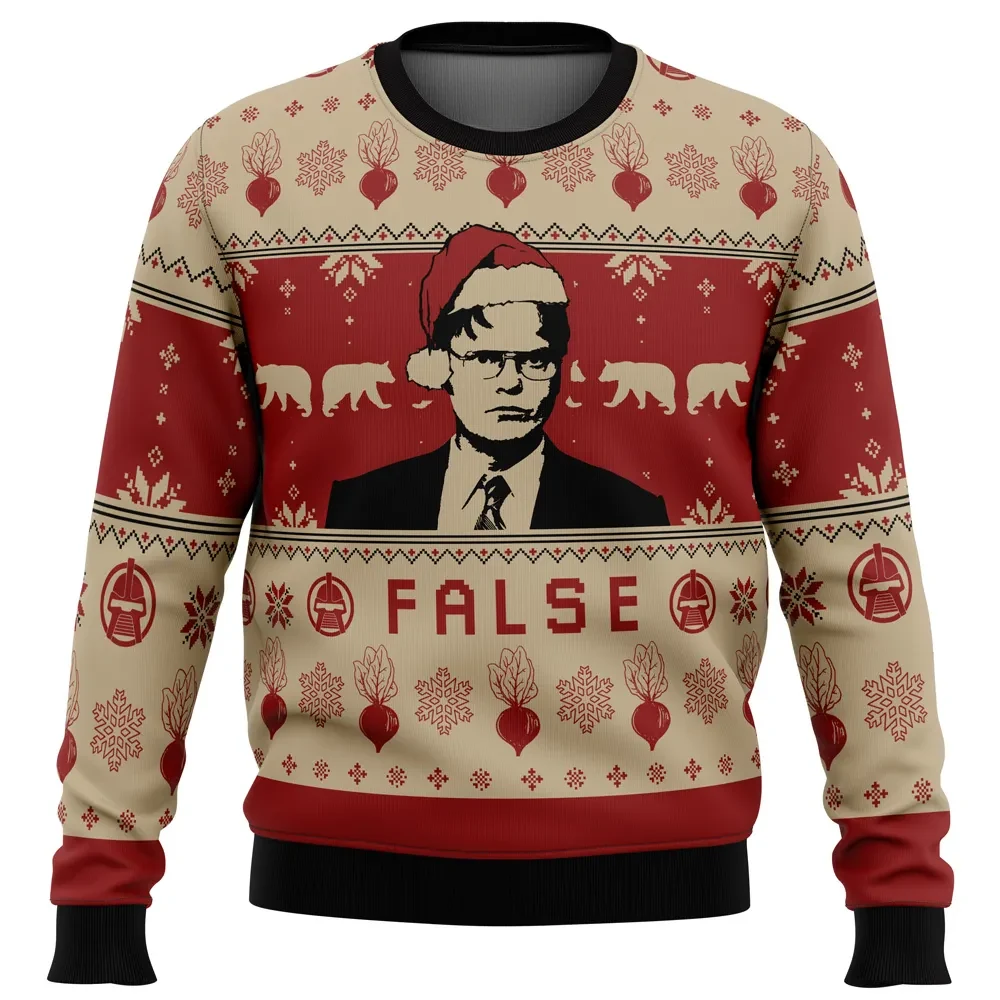 False Dwight Schrute The Office Ugly Christmas Sweater, Funny TV Show Holiday Sweater, Beets and Bears Xmas Sweatshirt, Office Xmas Gift
