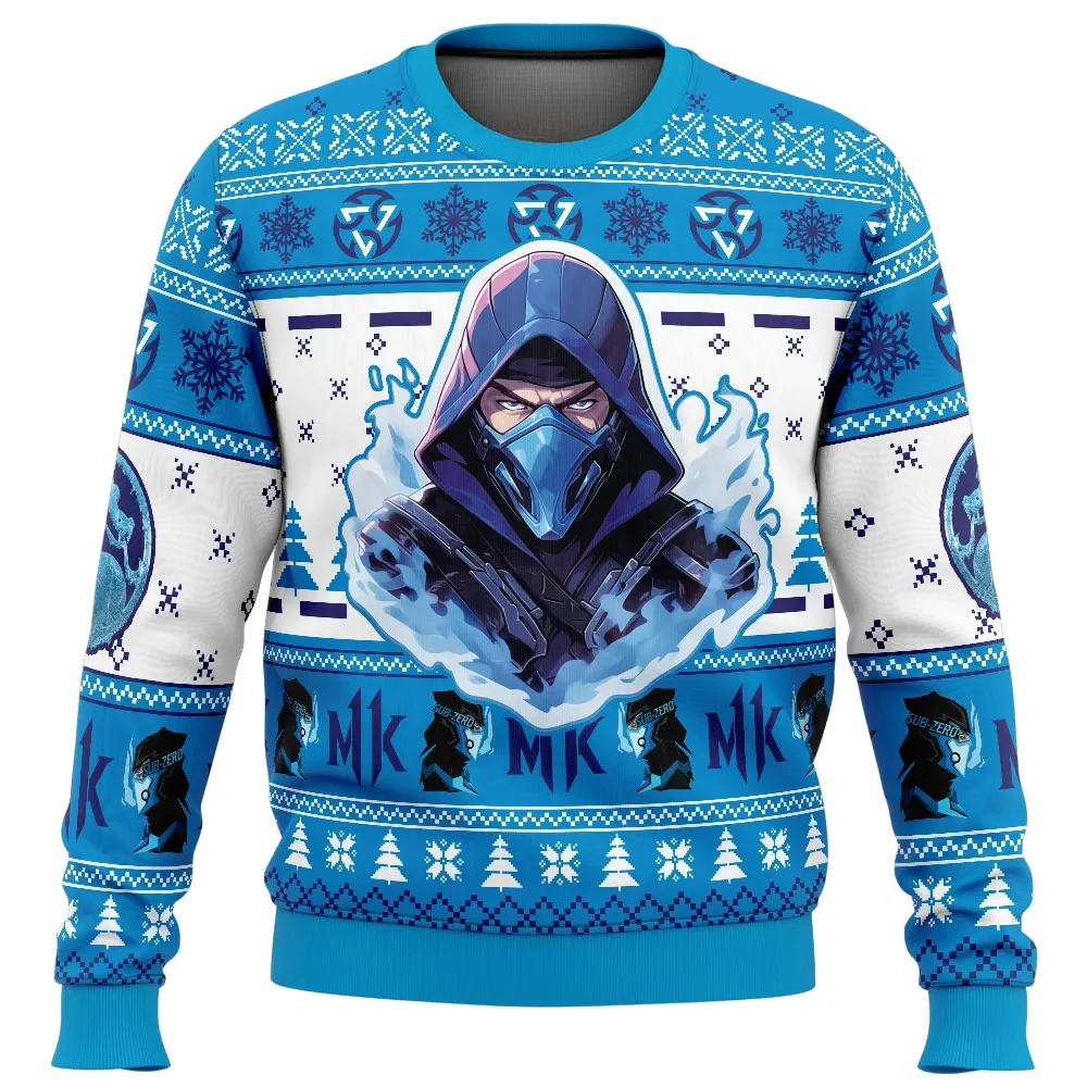 Sub-Zero Mortal Kombat Ugly Christmas Sweater, Lin Kuei Ice Ninja MK Gamer Holiday Sweater, Unisex Fighting Game Xmas Gift for Fans