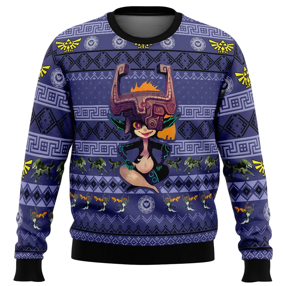 Christmas Midna Legend of Zelda Ugly Christmas Sweater, Twilight Princess Holiday Sweater, Wolf Link Triforce Gamer Xmas Gift for Nintendo Fans