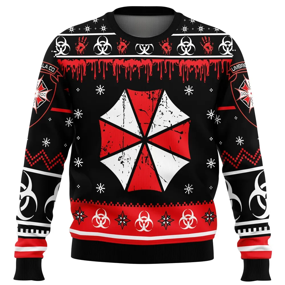 Umbrella Co. Resident Evil Ugly Christmas Sweater, Umbrella Corporation Holiday Sweater, Biohazard Survival Horror, Gamer Xmas Gift