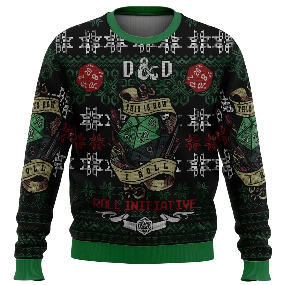 Roll Initiative Dungeons & Dragons Ugly Christmas Sweater, This Is How I Roll D&D Holiday Sweater, Gamer Xmas Jumper