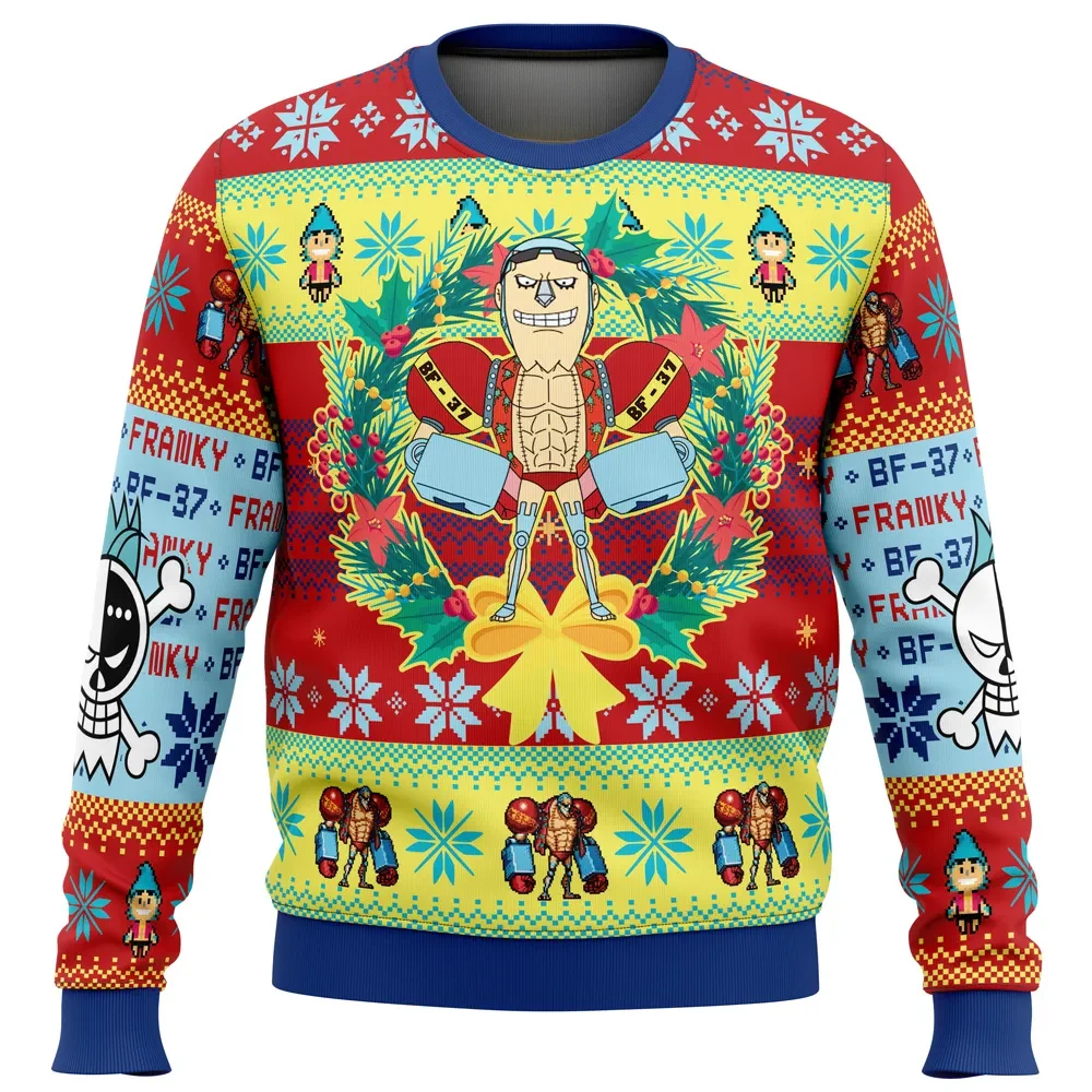 Christmas Franky One Piece Ugly Christmas Sweater, Franky BF-37 Straw Hat Cyborg Holiday Sweater, Anime Xmas Gift for One Piece Fans