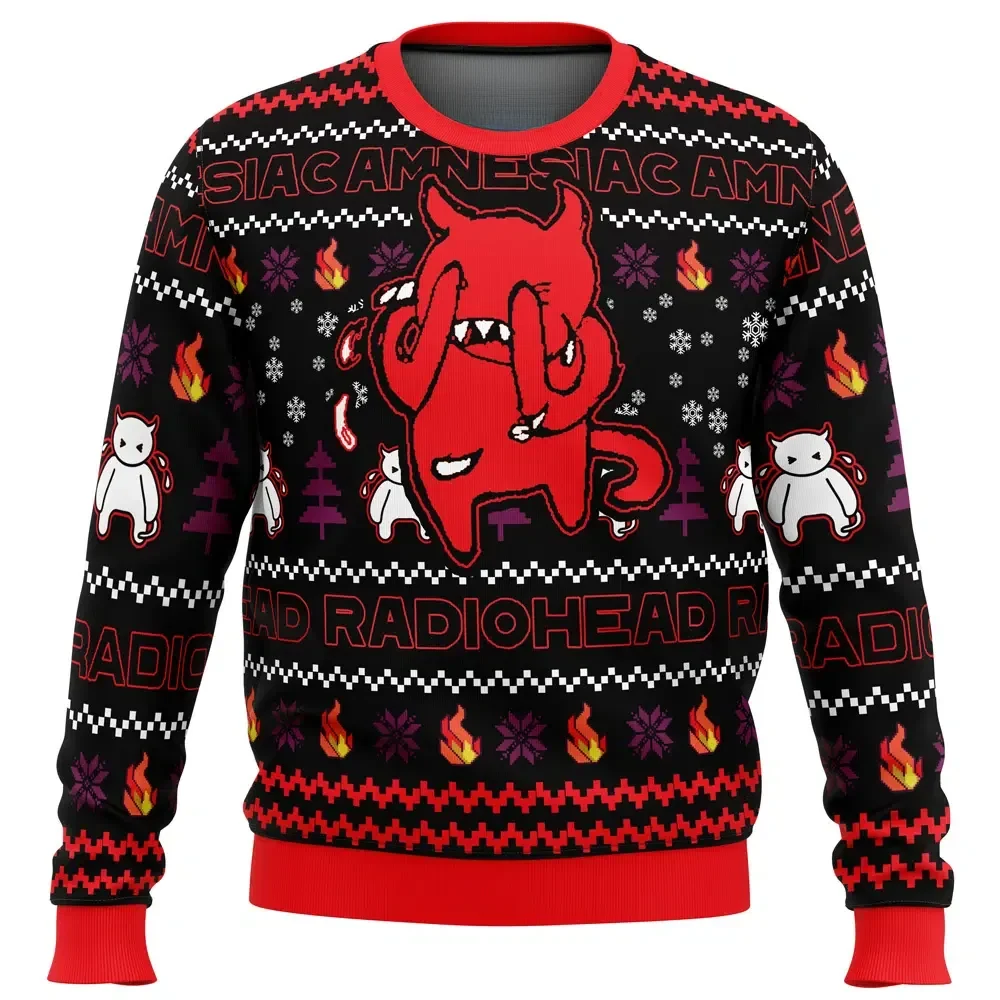Amnesiac Radiohead Ugly Christmas Sweater, Crying Minotaur Album Art Rock Band Holiday Sweater, Alternative Music Xmas Gift for Fans