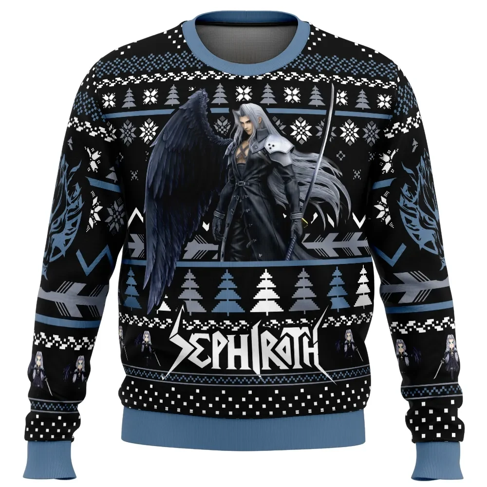 Sephiroth Final Fantasy Ugly Christmas Sweater, Final Fantasy VII One Winged Angel Gamer Holiday Sweatshirt, Unisex Xmas Gift for RPG Fans