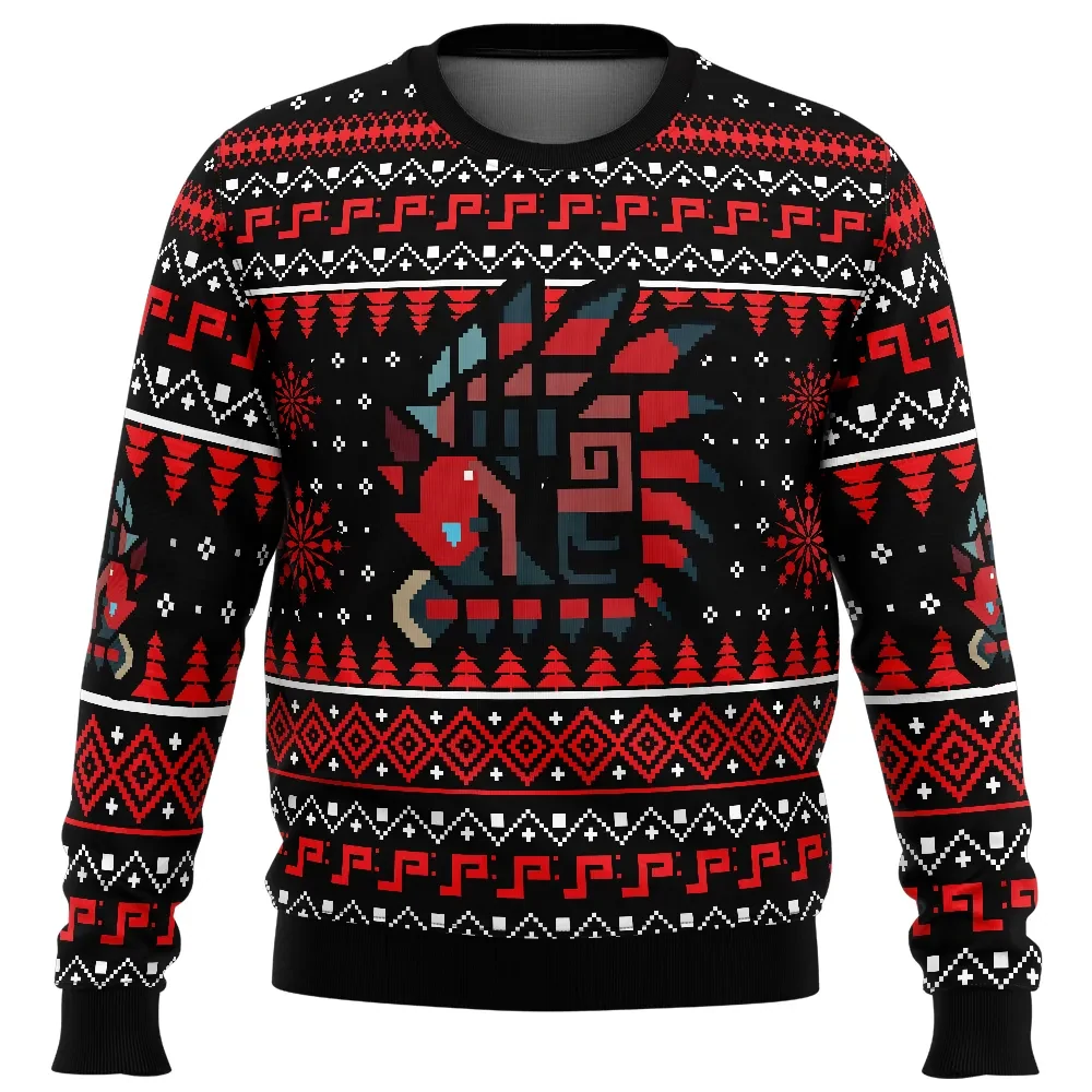 Rathalos Monster Hunter Ugly Christmas Sweater, Monster Hunter Holiday Sweater, Pixel Wyvern Emblem Gamer Xmas Gift, Unisex Sweatshirt