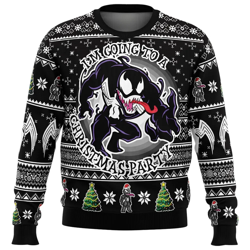 I'm Going to a Christmas Party Venom Ugly Christmas Sweater, Marvel Symbiote Holiday Sweatshirt, Funny Superhero Xmas Gift for Comic Fans