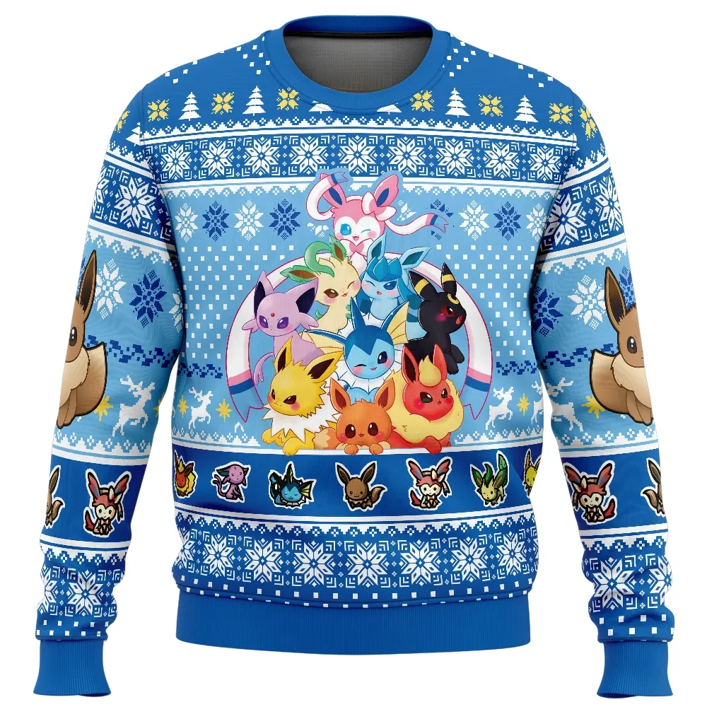 Eeveelution Pokemon Ugly Christmas Sweater, Eevee Holiday Sweater, Sylveon Umbreon Espeon Jolteon Flareon Vaporeon, Gamer Xmas Gift