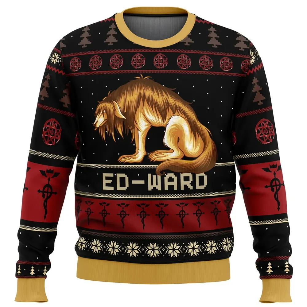 Fullmetal Alchemist Chimera Nina Tucker Ed-ward Ugly Christmas Sweater, Anime Holiday Sweater, Unisex All Over Print Xmas Gift for Fans