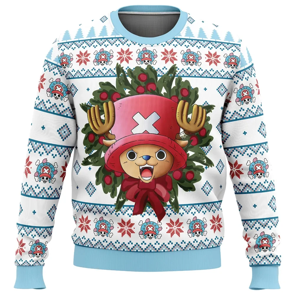 Happy Tony Tony Chopper One Piece Ugly Christmas Sweater, One Piece Anime Holiday Sweater, Cute Reindeer Doctor Anime Xmas Gift