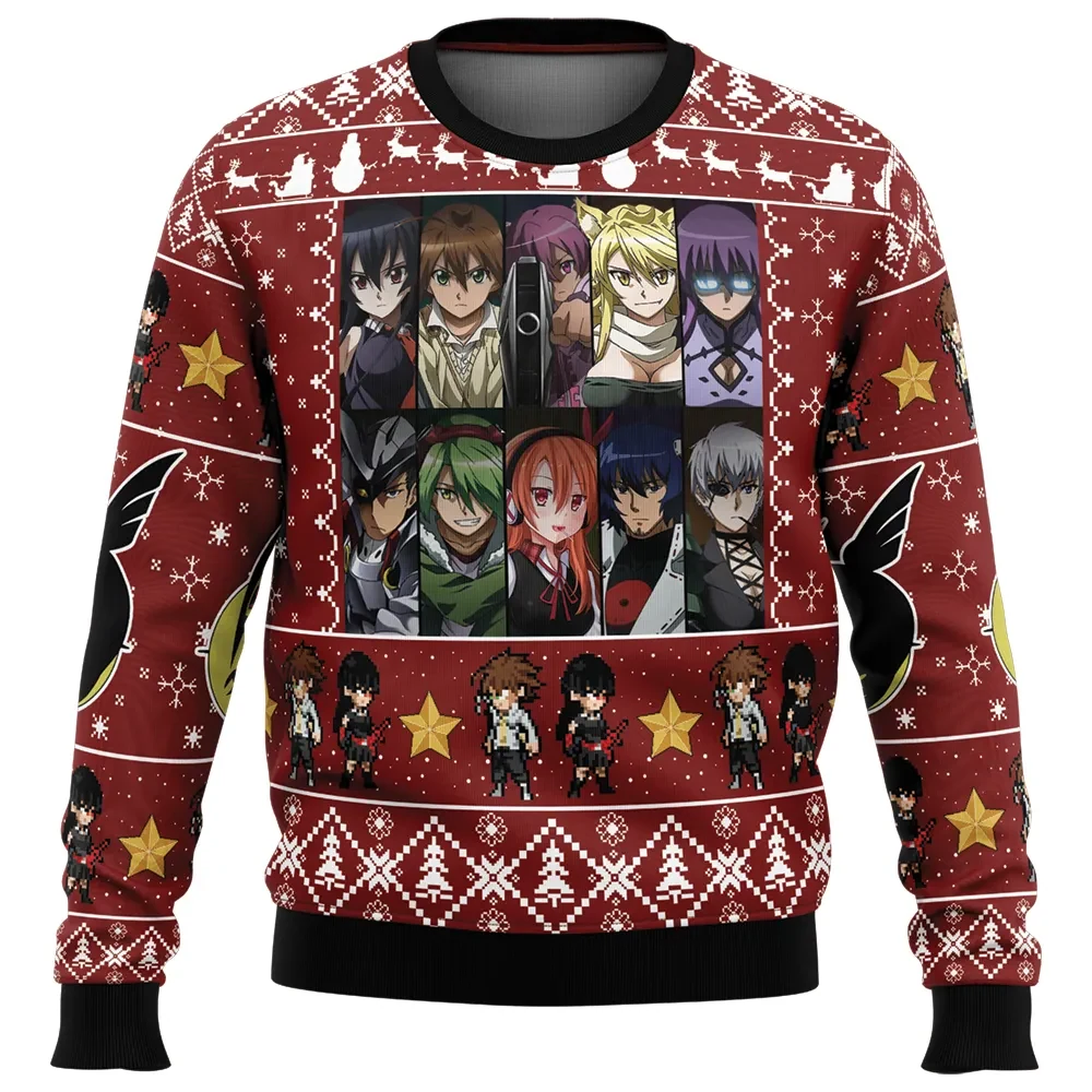 Night Raid Akame ga Kill Ugly Christmas Sweater, Akame Tatsumi Leone Mine Anime Holiday Sweater, Unisex Anime Xmas Gift for Fans
