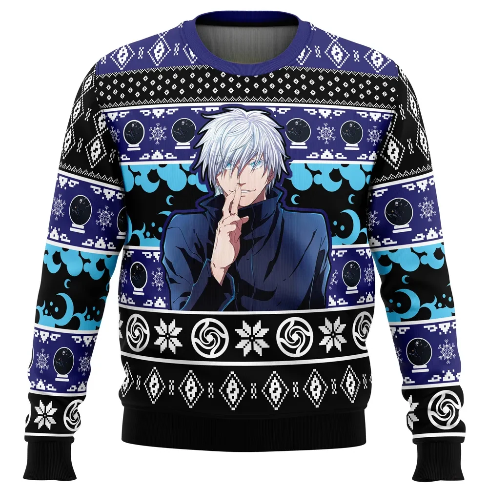 Satoru Gojo Domain Expansion Jujutsu Kaisen Ugly Christmas Sweater, JJK Infinite Void Holiday Sweater, Unisex Anime Xmas Gift for Fans