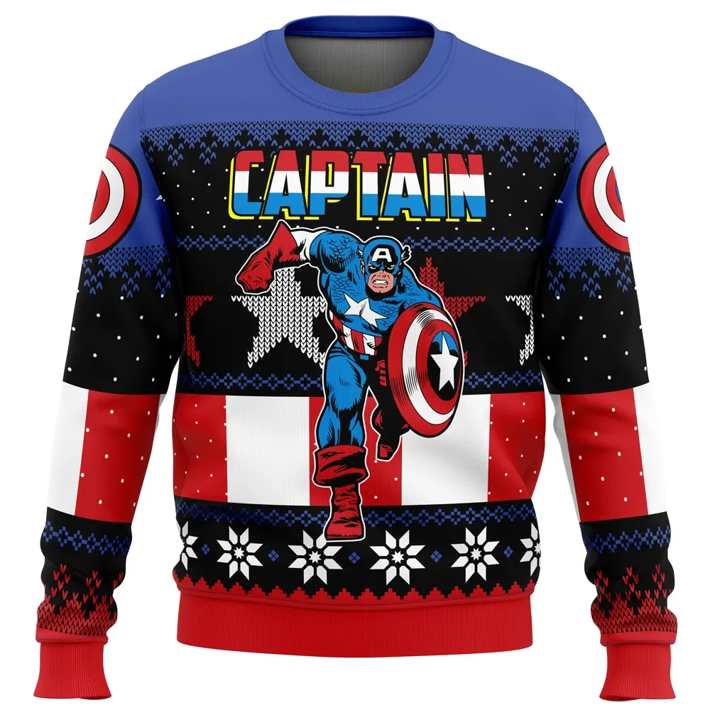 Christmas Captain America Marvel Comics Ugly Christmas Sweater, Avengers Superhero Holiday Sweater, Marvel Xmas Sweater