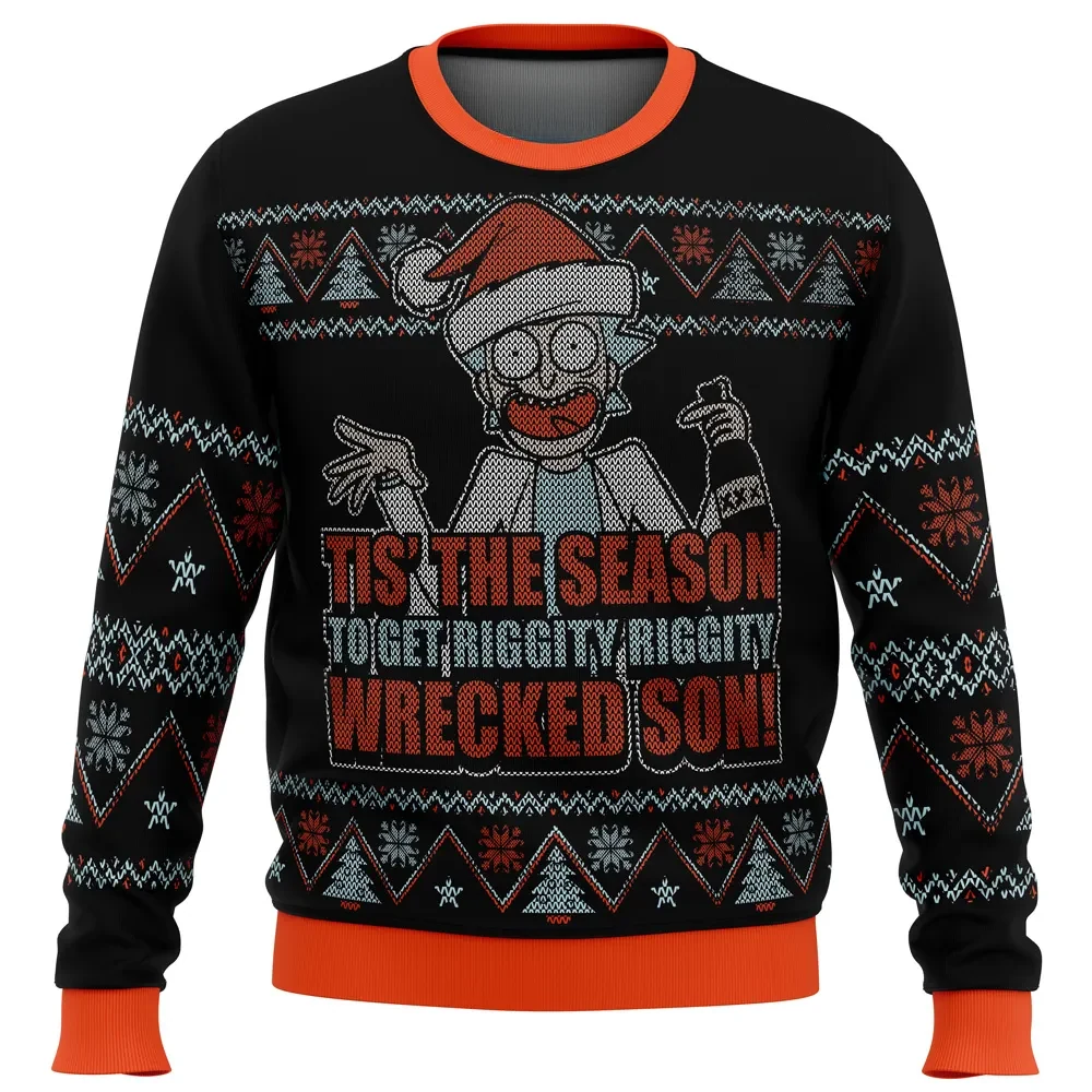 Tis The Season To Get Riggity Wrecked Son Rick and Morty Ugly Christmas Sweater, Rick Sanchez Holiday Sweater, Xmas Jumper